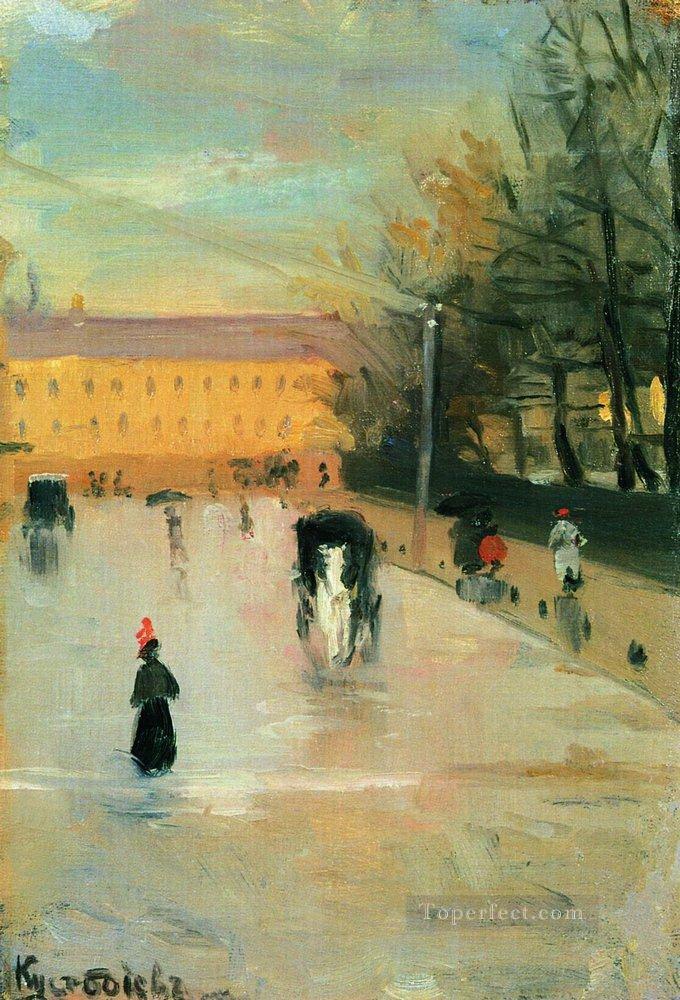 view from the window of the academy of fine arts Boris Mikhailovich Kustodiev Oil Paintings